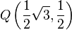 Q \left(\frac{1}{2}\sqrt{3}, \frac{1}{2} \right)