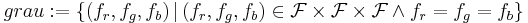  grau := \left\{ \left( f_r, f_g, f_b \right)|\left( f_r, f_g, f_b \right)\in  \mathcal{F} \times \mathcal{F} \times \mathcal{F} \wedge f_r=f_g=f_b \right\}