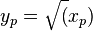 y_p=\sqrt(x_p)