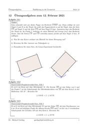 Einführung in die Geometrie Serie 12 WS 20/21